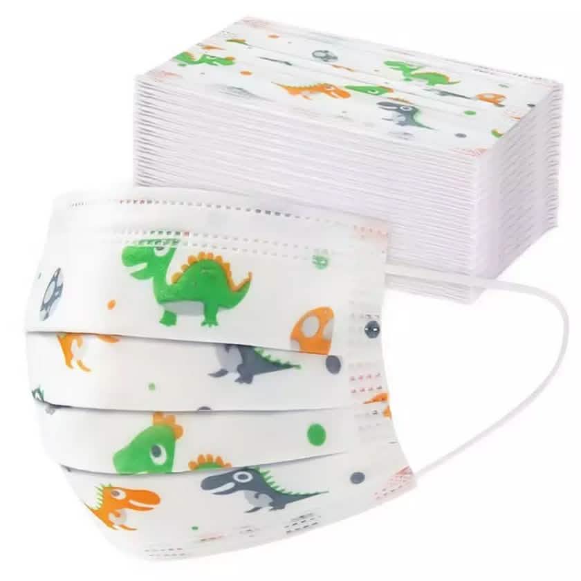 Kids 3-Ply Disposable Dinosaur Face Masks Face Masks & PPE 50-Pack - DailySale