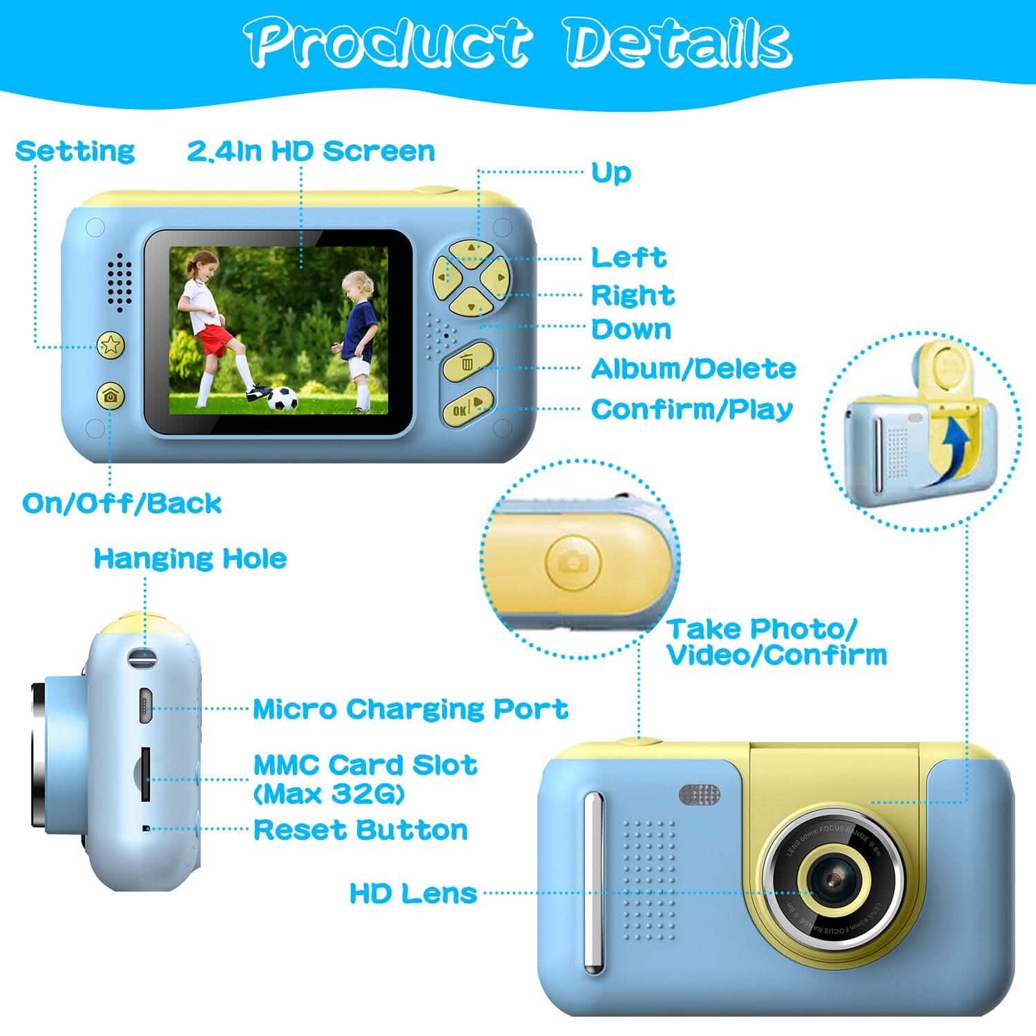 Kids Digital Camera with Flip Lens Cameras & Drones - DailySale