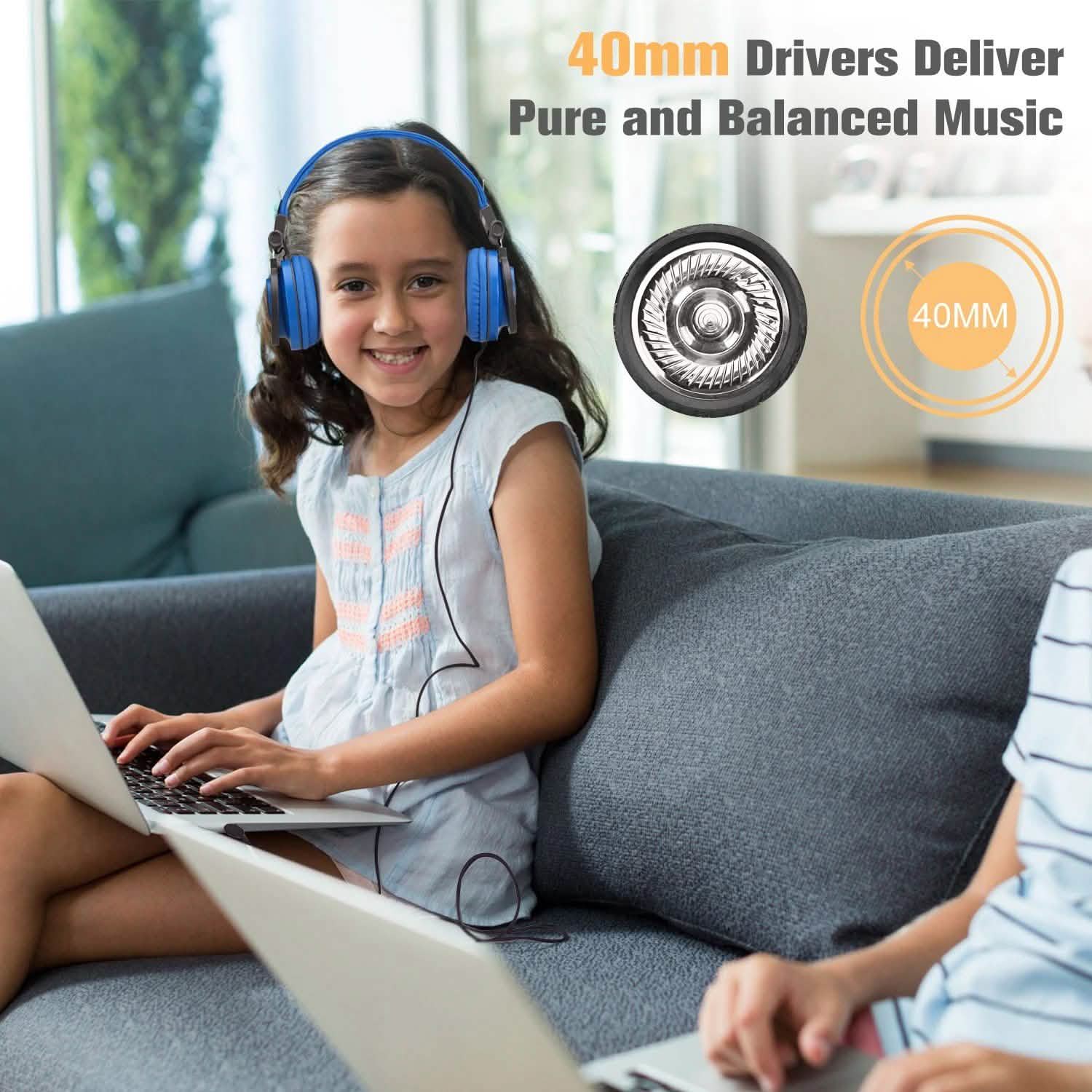 Kids Over Ear Wired Headsets with 85dB Volume Limit Headphones - DailySale