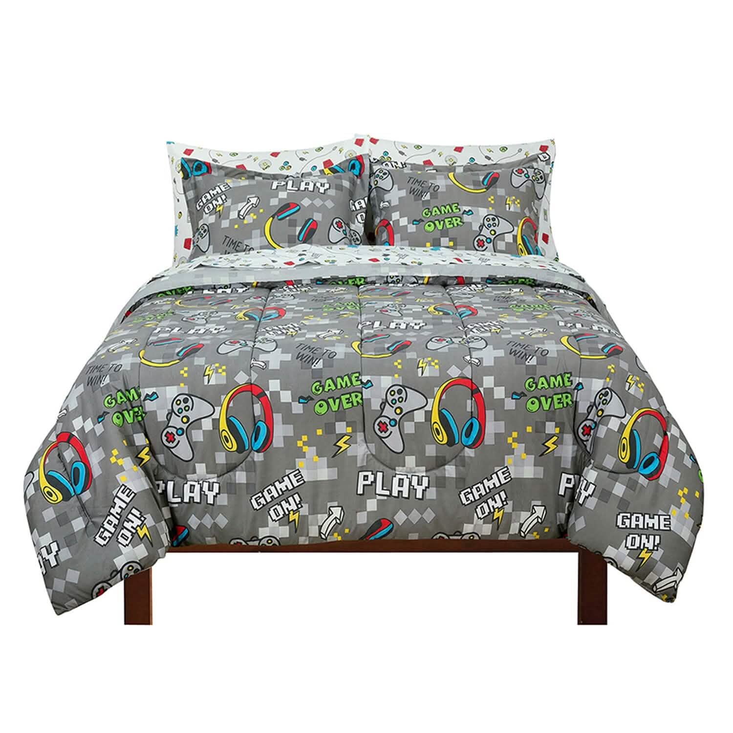 Kidz Mix Game On Glow-in-the-Dark Bed in a Bag Bedding Twin - DailySale