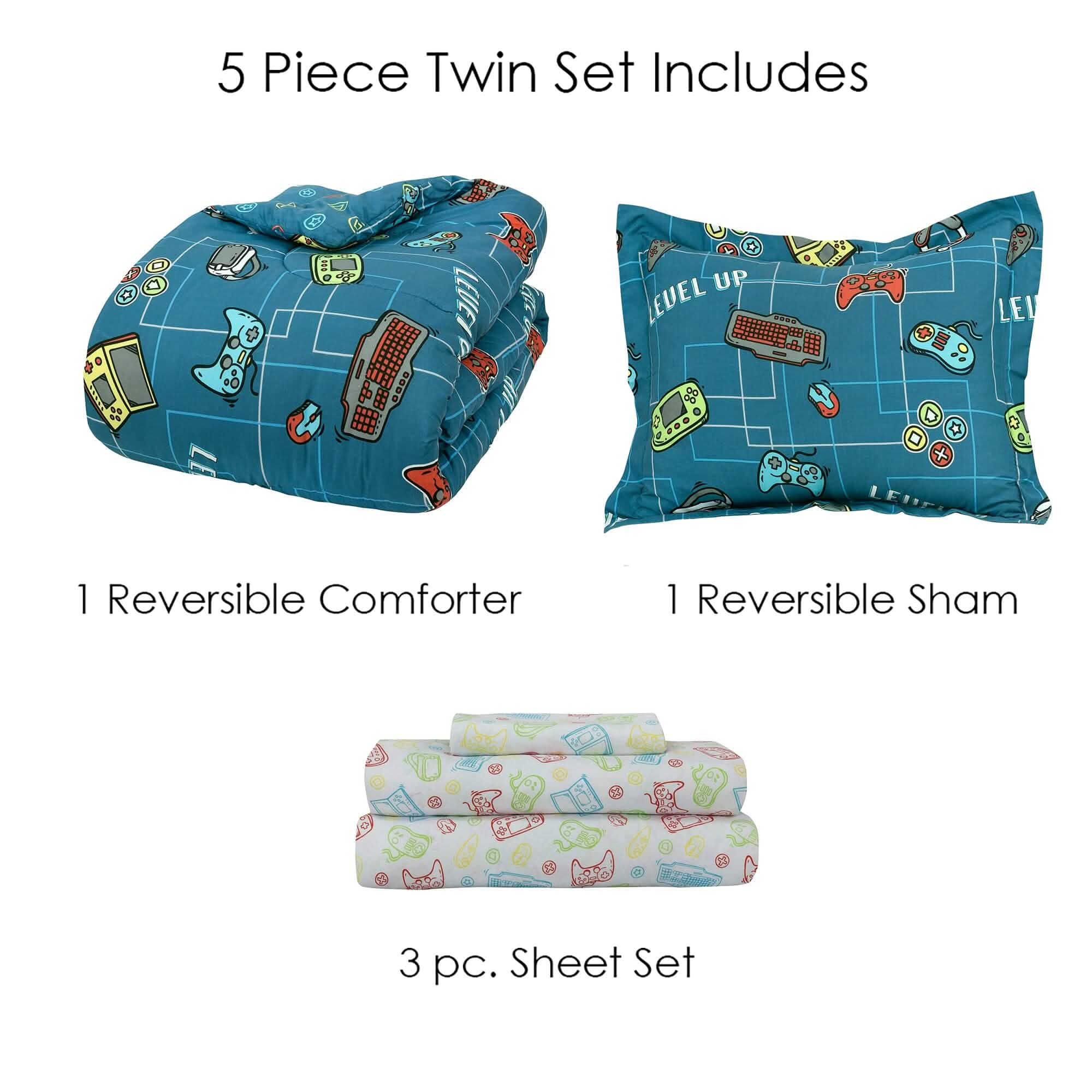 Kidz Mix Level Up Glow In The-Dark Bed In A Bag Bedding - DailySale