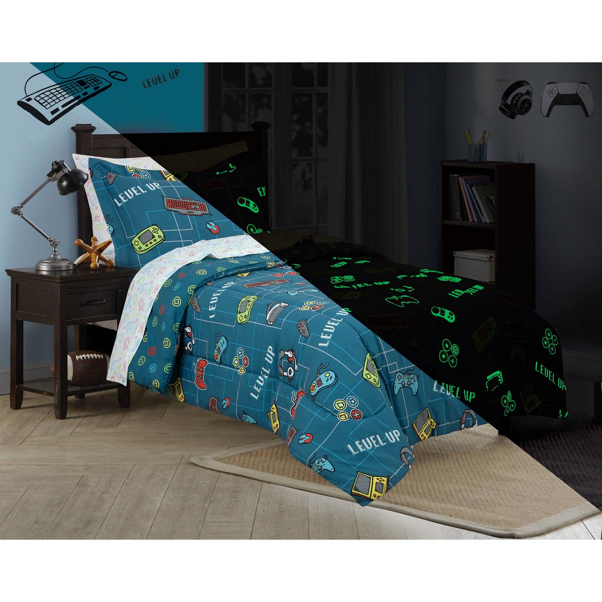 Kidz Mix Level Up Glow In The-Dark Bed In A Bag Bedding - DailySale