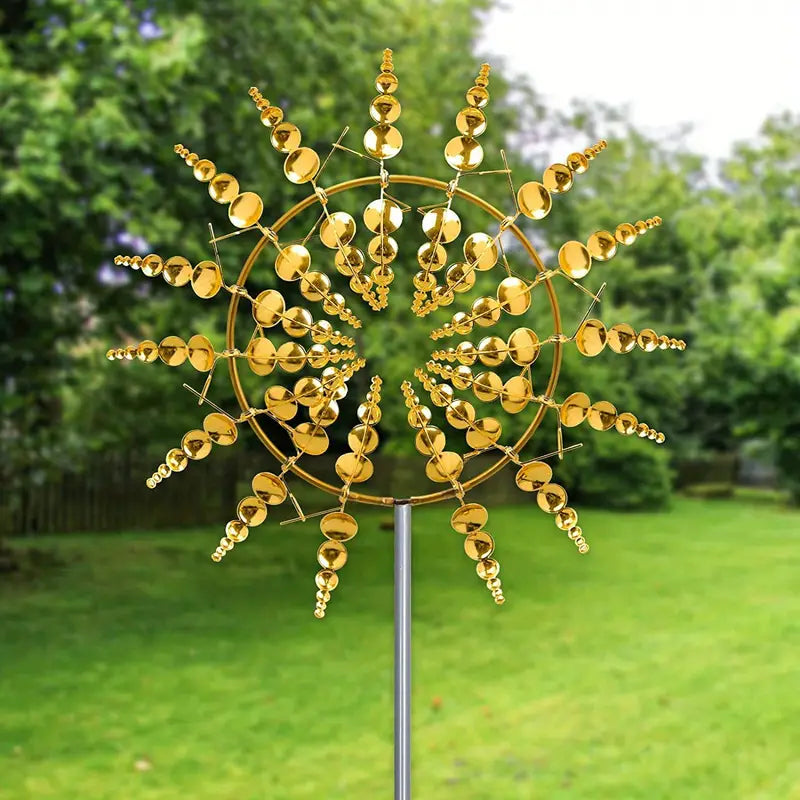 Kinetic Wind Sculptures & Spinners 3D Wind Spinner Wind Powered Wind Art Garden & Patio Gold - DailySale