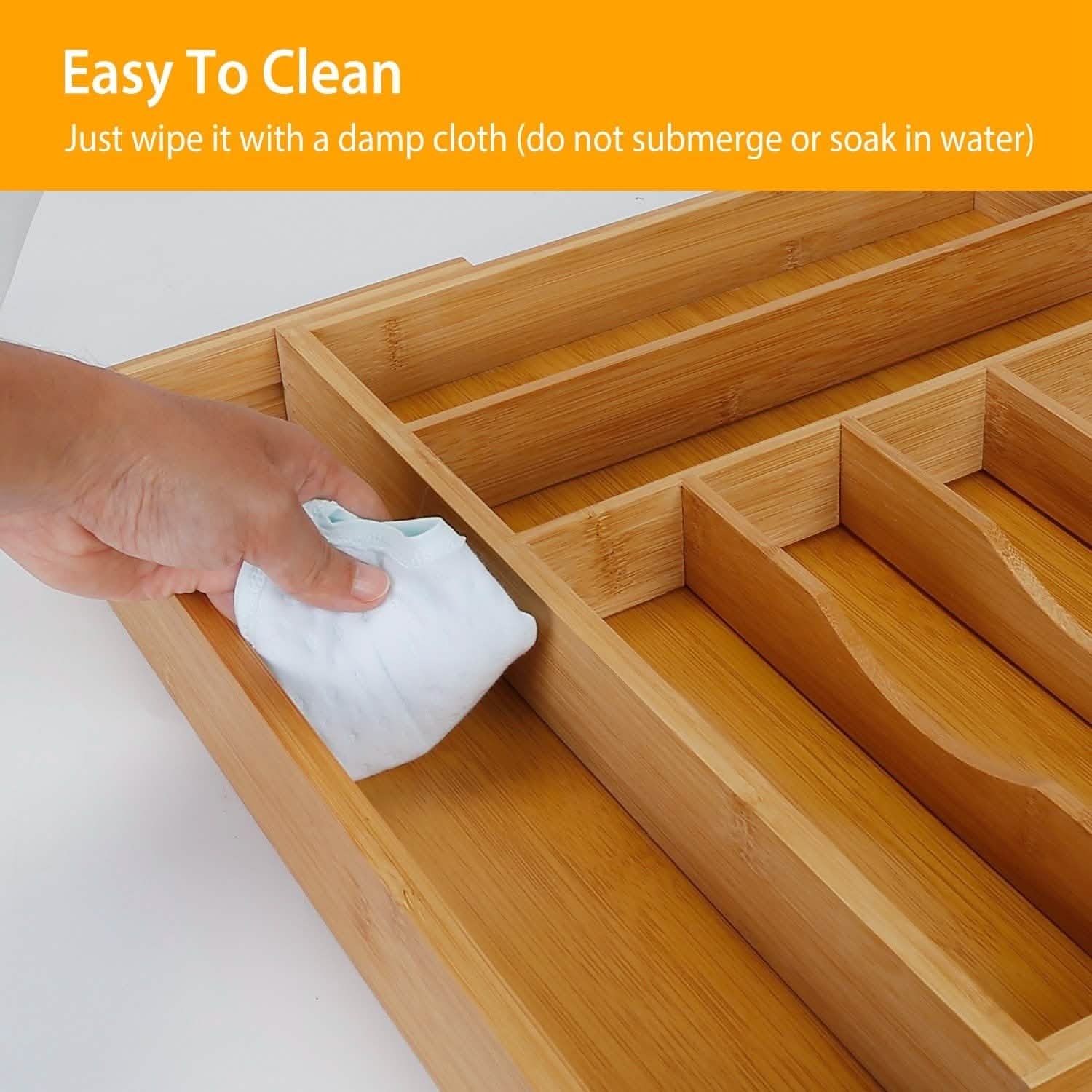 Kitchen Bamboo Expandable Cutlery Utensil Drawer Organizer Closet & Storage - DailySale