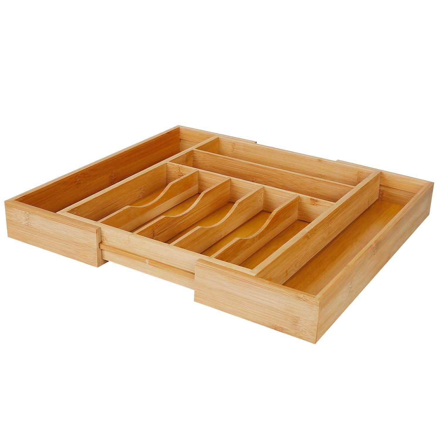 Kitchen Bamboo Expandable Cutlery Utensil Drawer Organizer Closet & Storage - DailySale