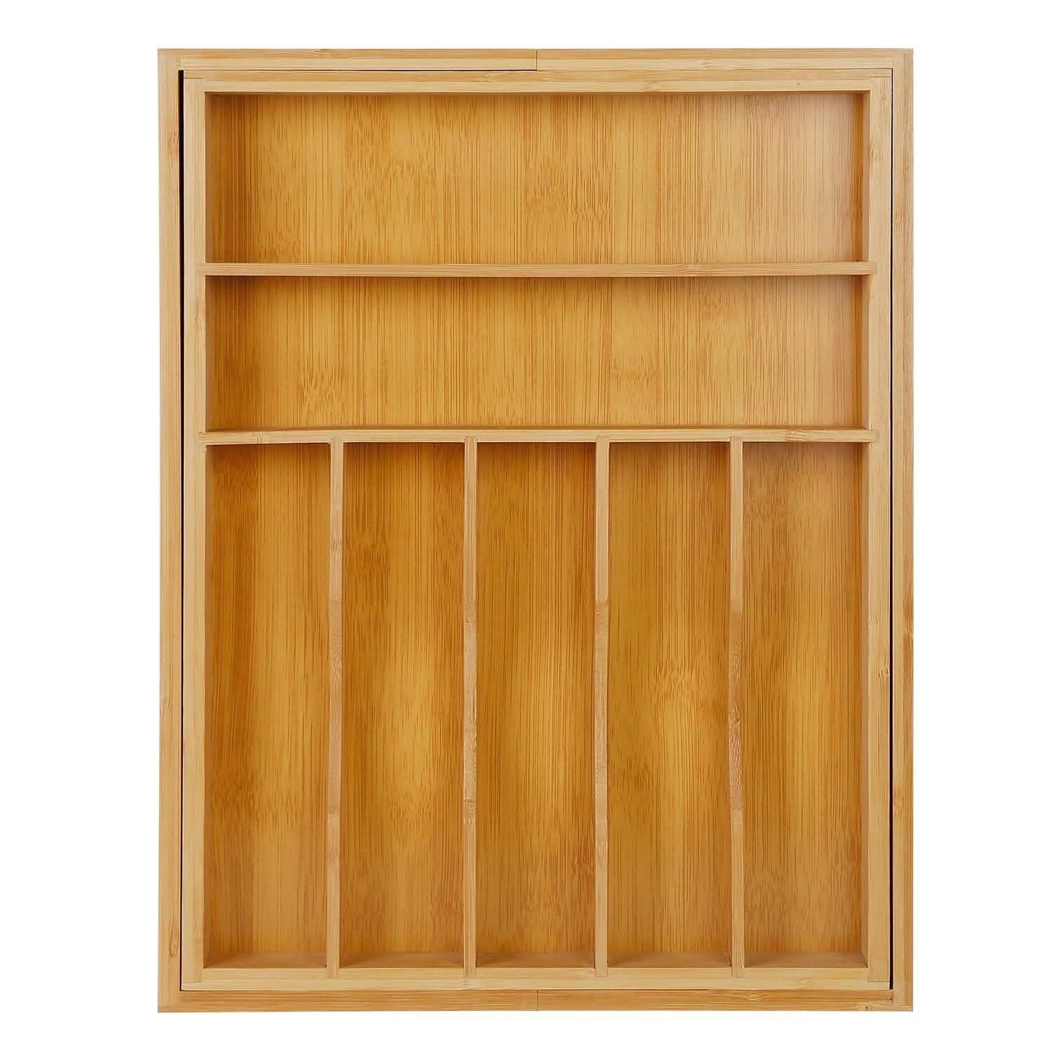 Kitchen Bamboo Expandable Cutlery Utensil Drawer Organizer Closet & Storage - DailySale