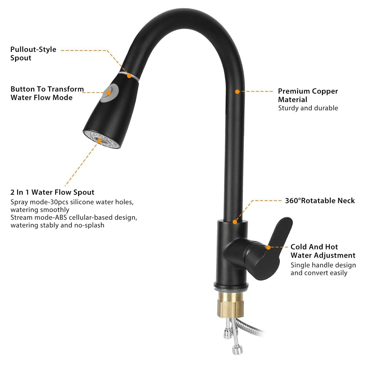 Kitchen Faucet Single Handle with Hot and Cold Control Kitchen & Dining - DailySale