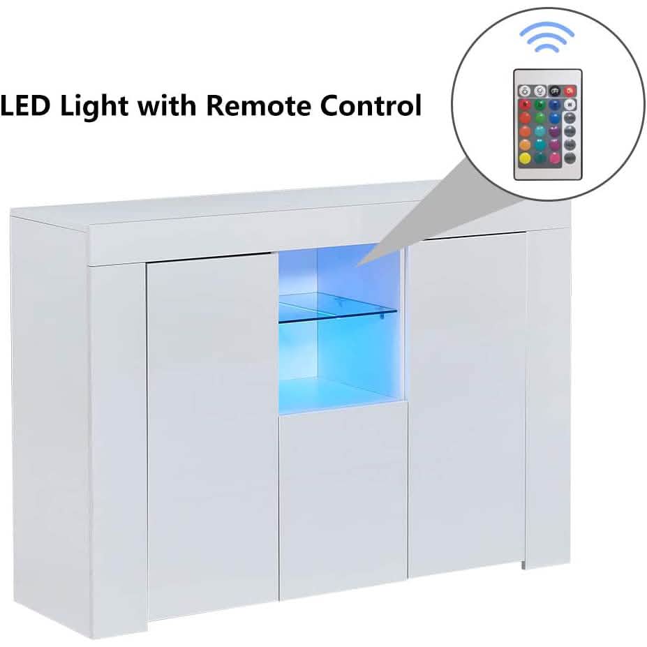 Kitchen Sideboard Cupboard with LED Light Closet & Storage - DailySale
