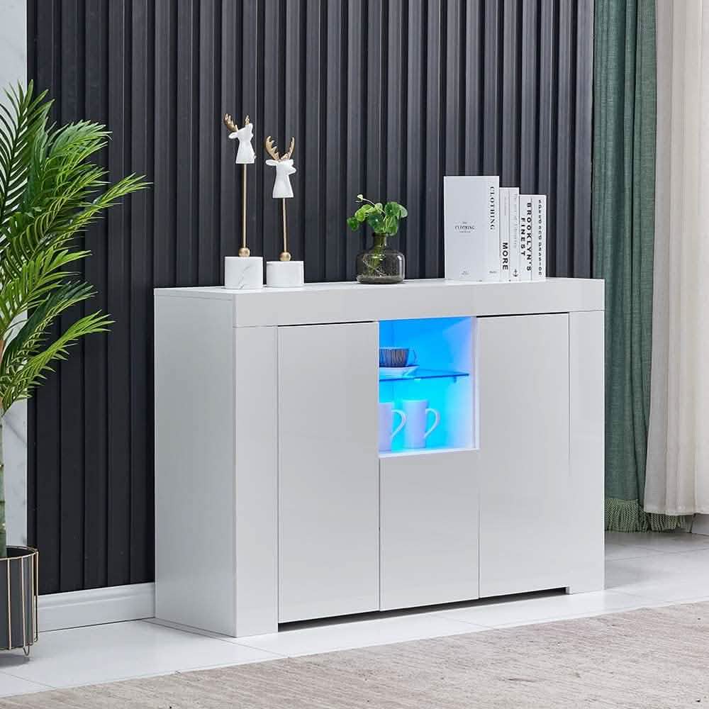 Kitchen Sideboard Cupboard with LED Light Closet & Storage - DailySale