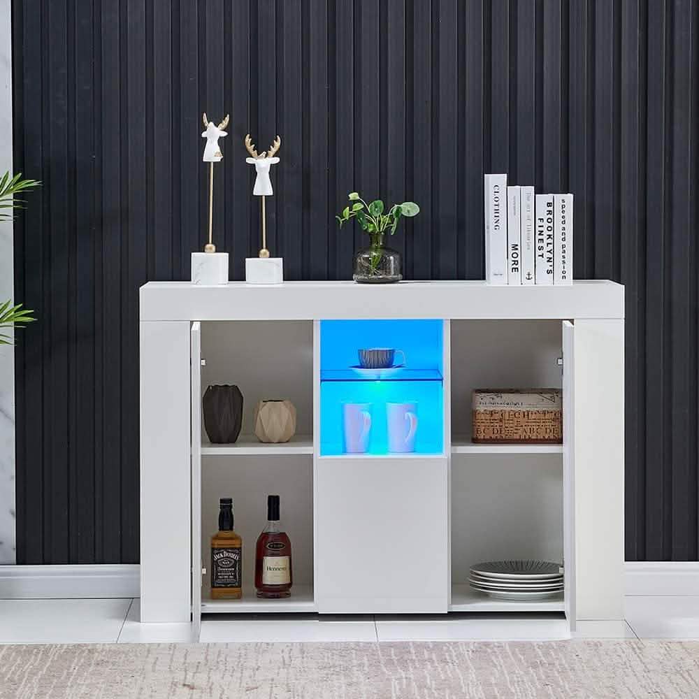 Kitchen Sideboard Cupboard with LED Light Closet & Storage - DailySale
