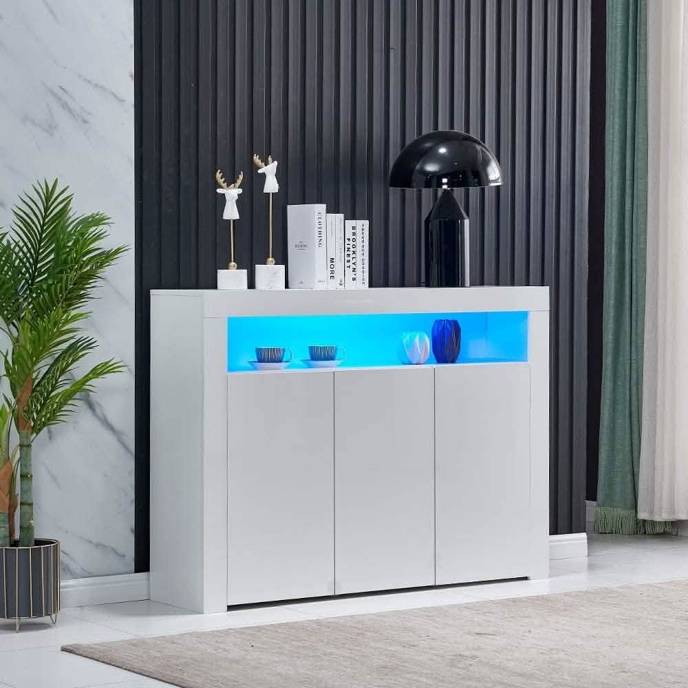 Kitchen Sideboard Cupboard with LED Light Closet & Storage - DailySale