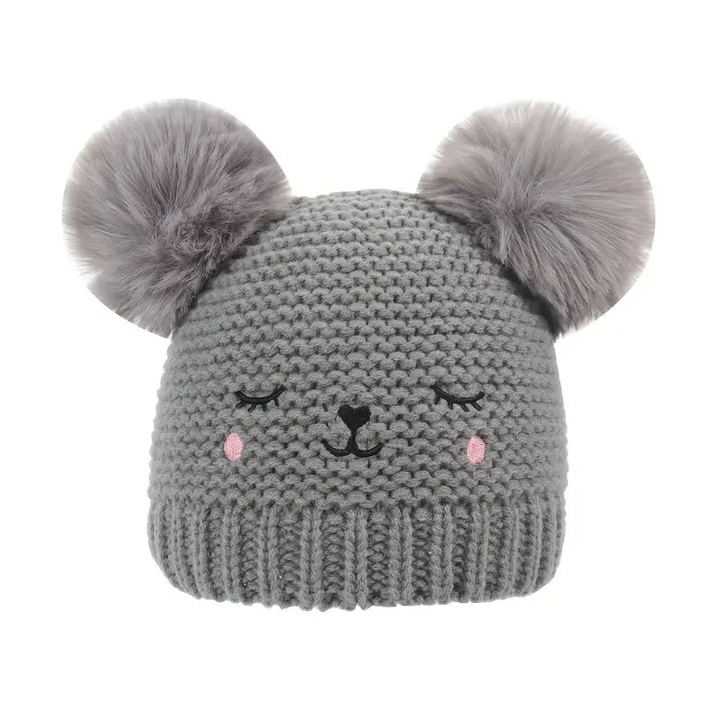 Knitted Beanie Hat, Cute Cold-proof Winter Hat For 6-24 Months Baby Girls Baby Gray - DailySale