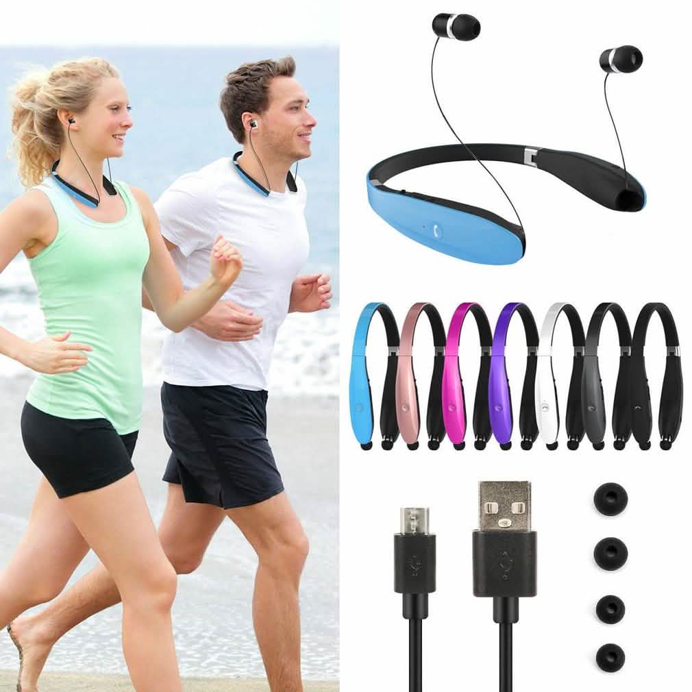 Kocaso Foldable Wireless Neckband Sweatproof Headset Headphones & Speakers - DailySale