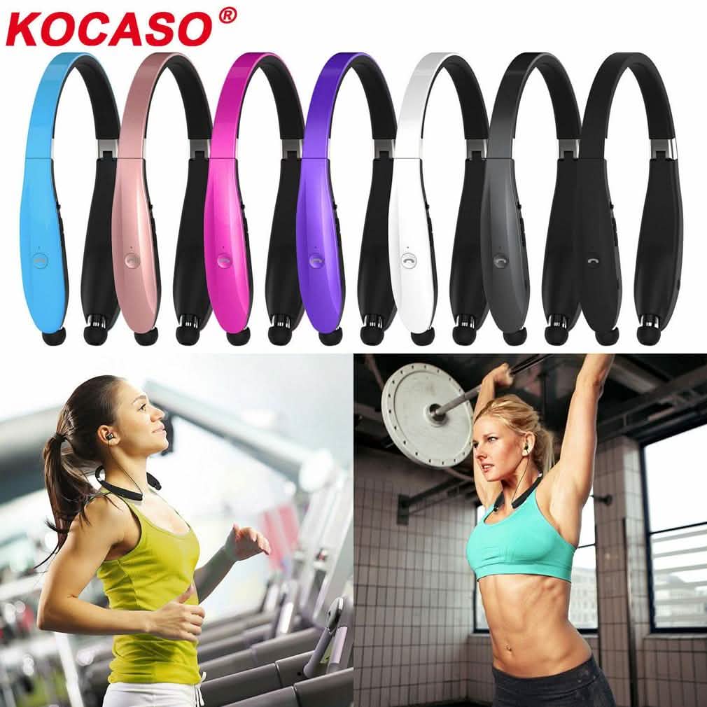 Kocaso Foldable Wireless Neckband Sweatproof Headset Headphones & Speakers - DailySale