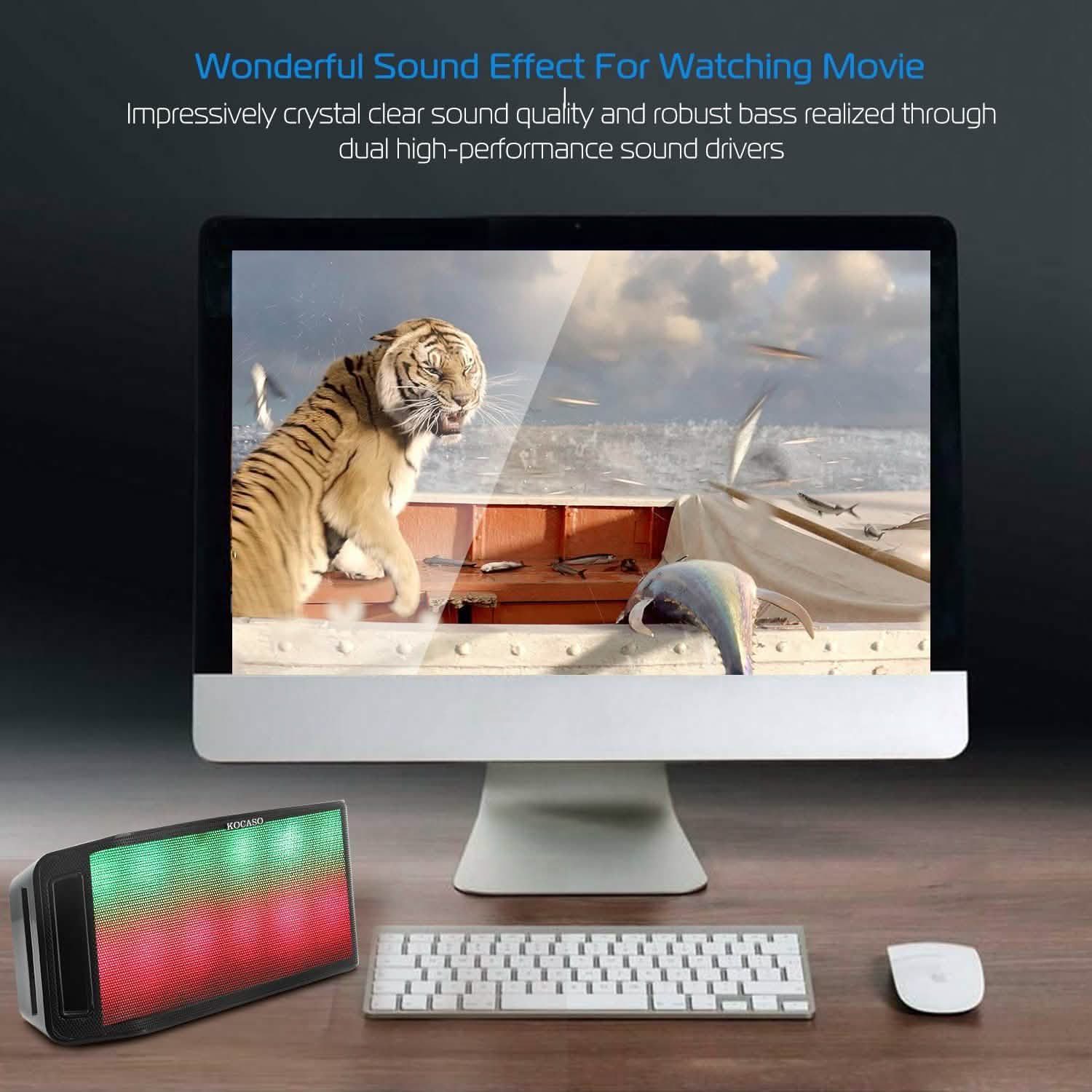 KOCASO LED Wireless Speaker Dynamic Multicolor Hands-Free Speakers - DailySale