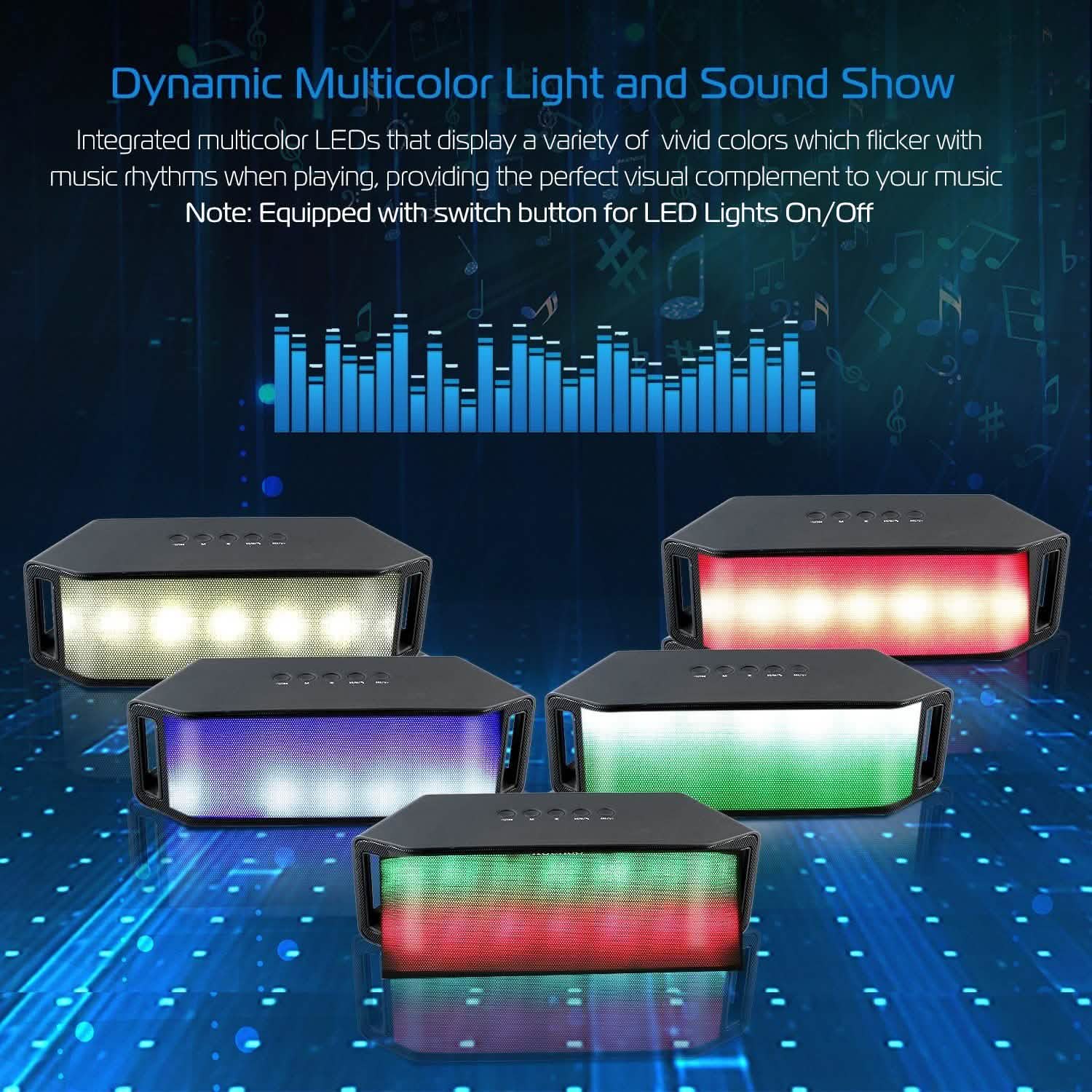 KOCASO LED Wireless Speaker Dynamic Multicolor Hands-Free Speakers - DailySale
