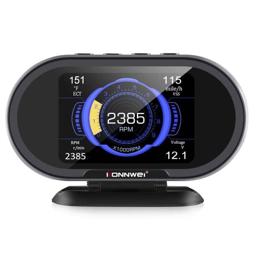 KONNWEI KW206 Car OBD2 HUD Digital Meter RPM Gauge Automotive - DailySale