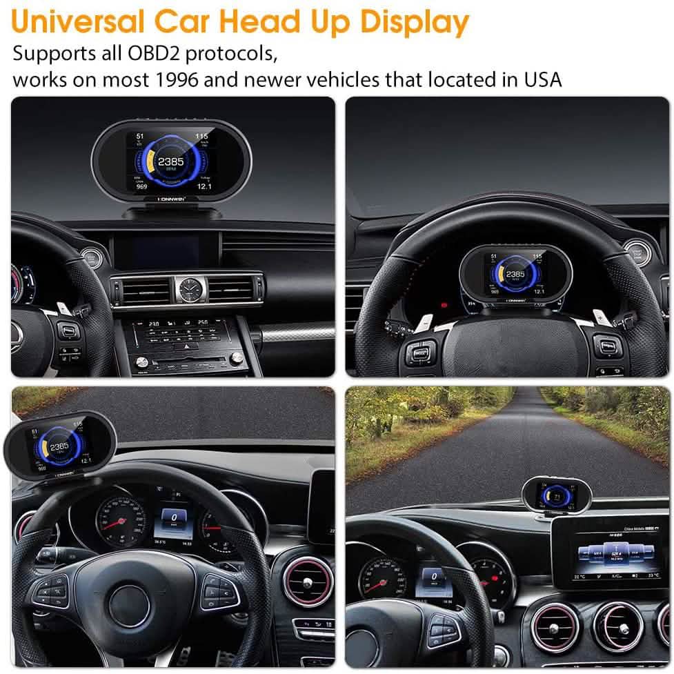 KONNWEI KW206 Car OBD2 HUD Digital Meter RPM Gauge Automotive - DailySale