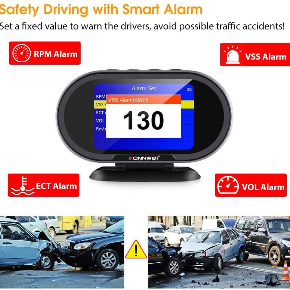 KONNWEI KW206 Car OBD2 HUD Digital Meter RPM Gauge Automotive - DailySale