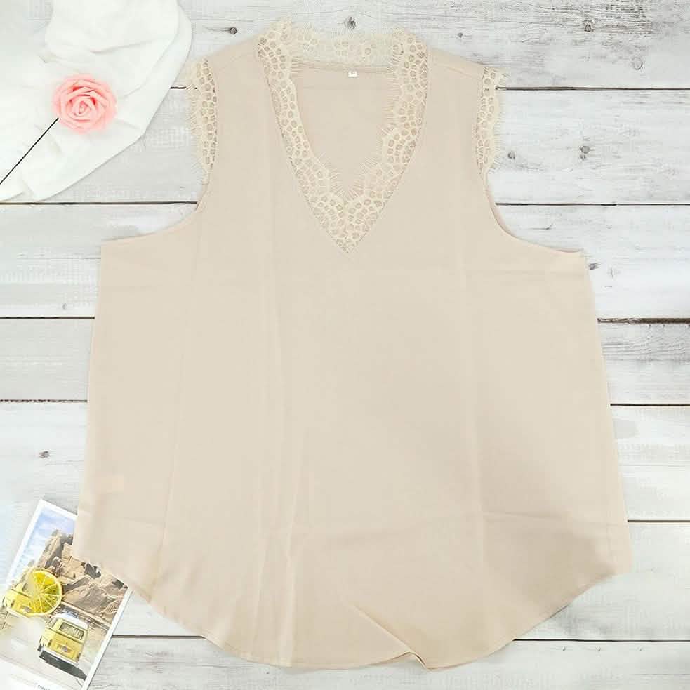 Lace Tank Top Women's Clothing S Beige - DailySale