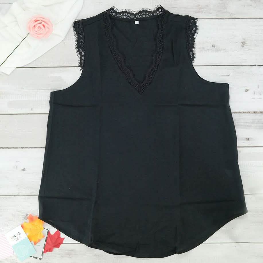 Lace Tank Top Women's Clothing S Black - DailySale