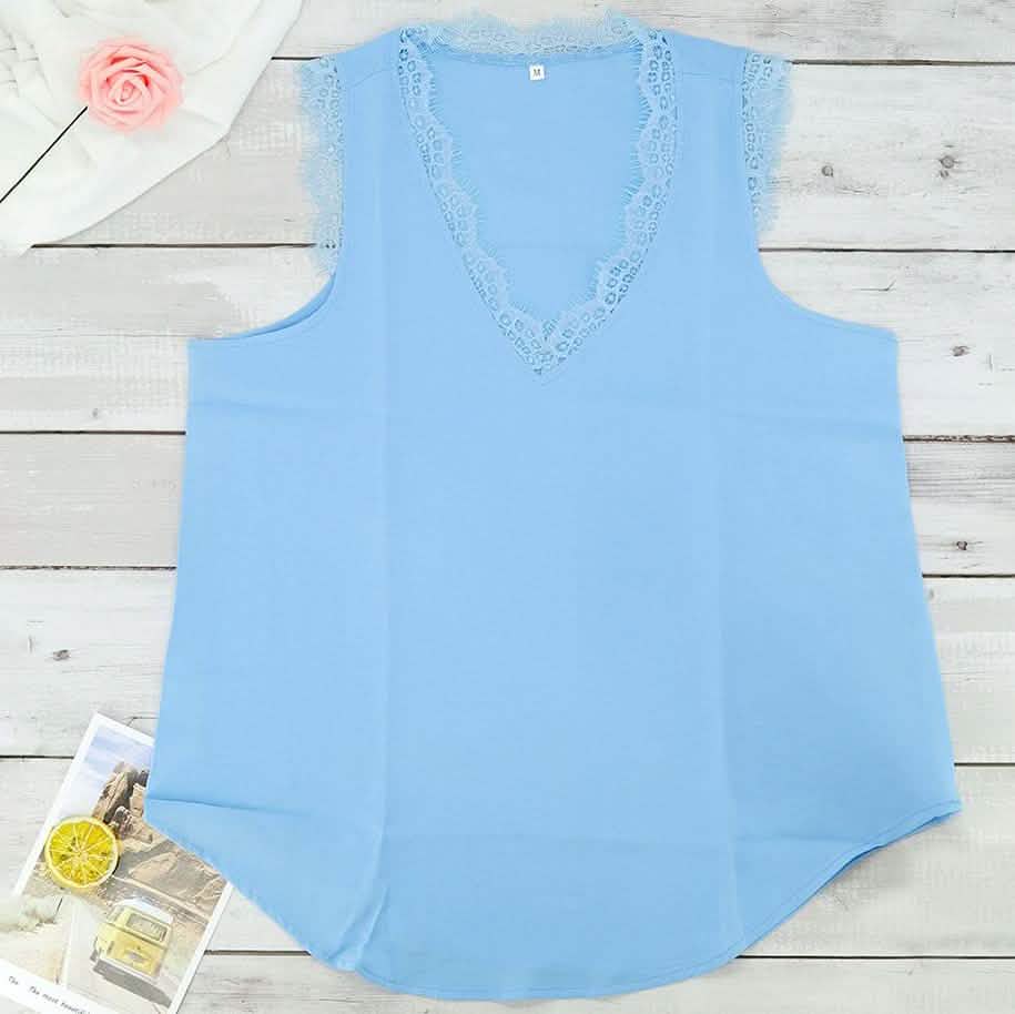 Lace Tank Top Women's Clothing S Blue - DailySale