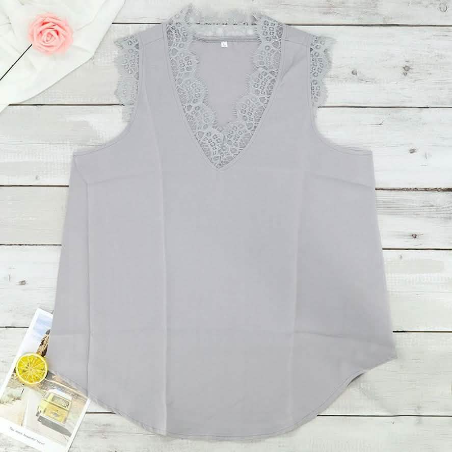 Lace Tank Top Women's Clothing S Gray - DailySale