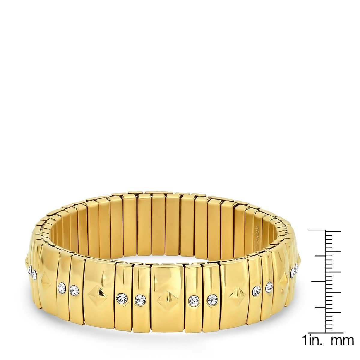 Ladies 18K Gold Studded Stretch Bracelet with Simulated Diamonds Bracelets - DailySale