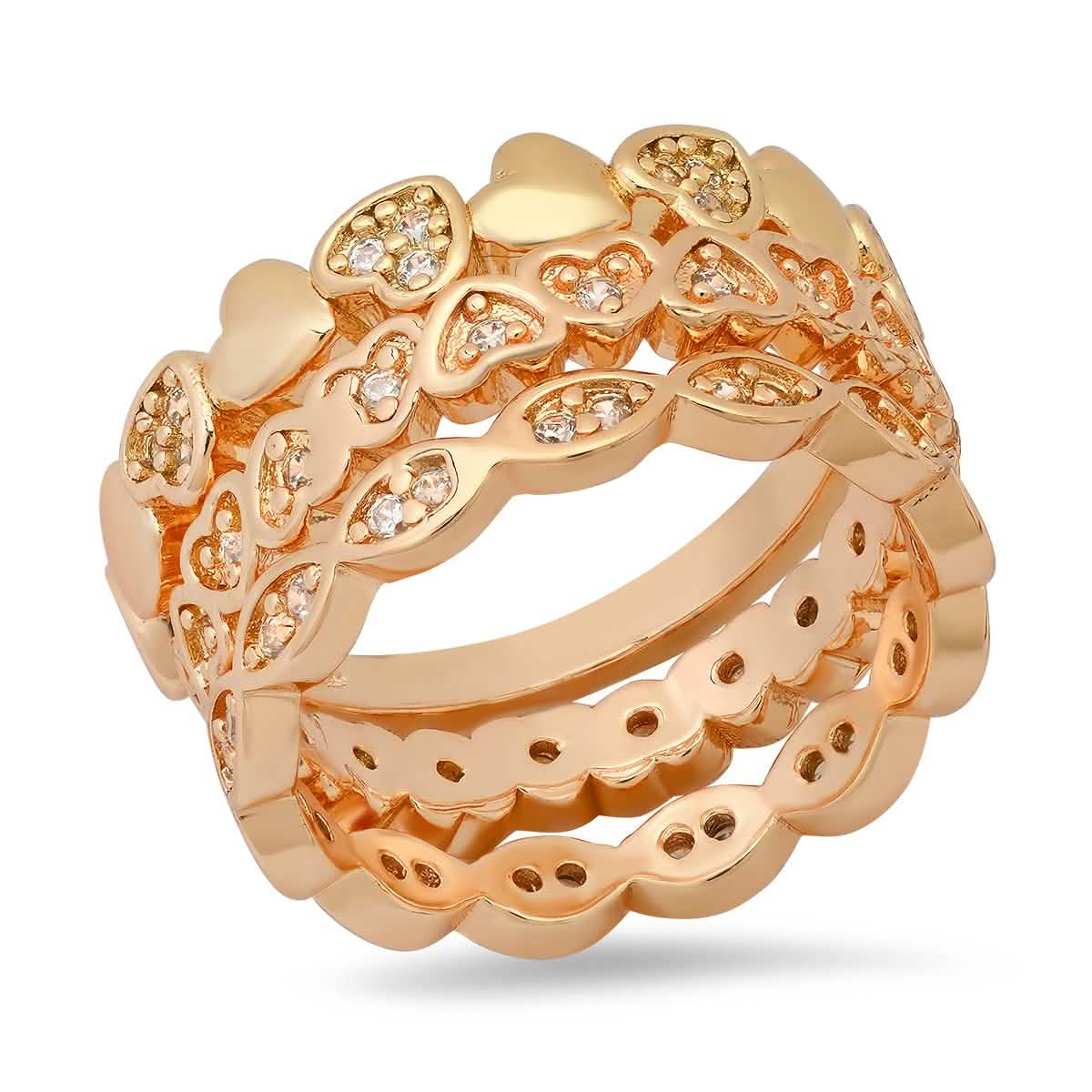 Ladies 18k White Gold Plated Brass Simulated Diamonds Stackable Rings Rings Brass 6 - DailySale