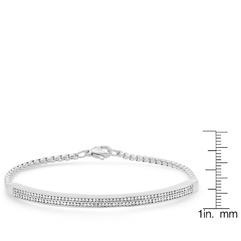 Ladies Stainless Steel Simulated Diamond Channel Setting Bracelet Bracelets - DailySale