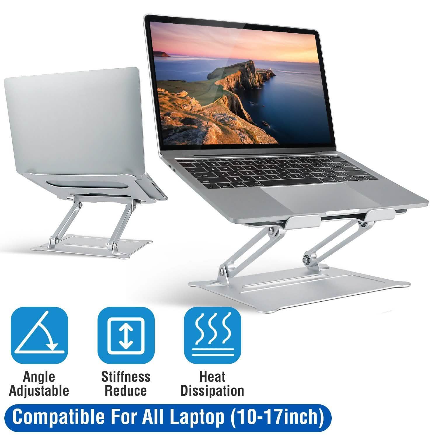 Laptop Stand Aluminum Angle Adjustable Computer Holder Riser Heat Vent Computer Accessories - DailySale