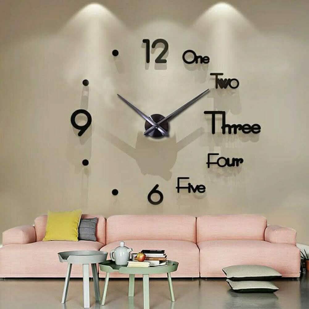 Large 3D Frameless Wall Clock Stickers Arts & Crafts Black - DailySale