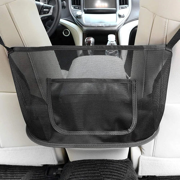 Large Capacity Car Seat Net Pocket Automotive Black - DailySale