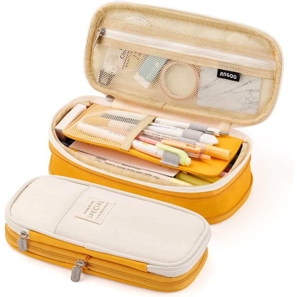 Large Capacity Pencil Case Storage Bag Bags & Travel Yellow - DailySale