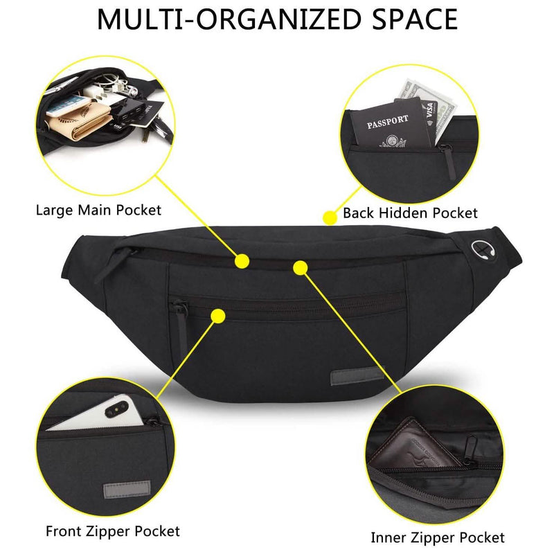 Large Crossbody Fanny Pack with 4-Zipper Pockets Bags & Travel - DailySale