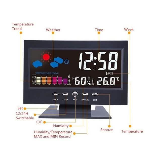 LCD Color Screen Digital Backlight Snooze Alarm Clock Household Appliances - DailySale