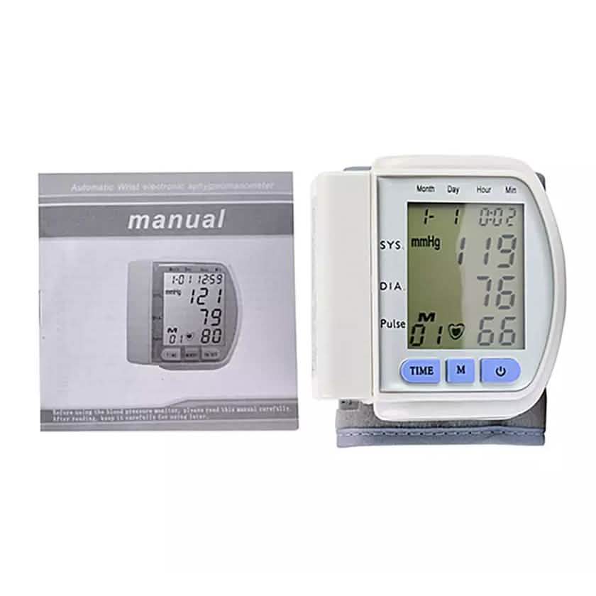 LCD Digital Automatic Wrist Cuff Blood Pressure Monitor Wellness - DailySale