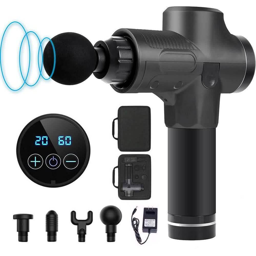 LCD Display Professional Muscle Deep Massage Gun Wellness Black - DailySale