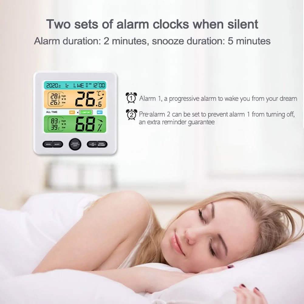 LCD Display Wall-Mounted Desktop Indoor High-Precision Temperature and Humidity Meter Household Appliances - DailySale