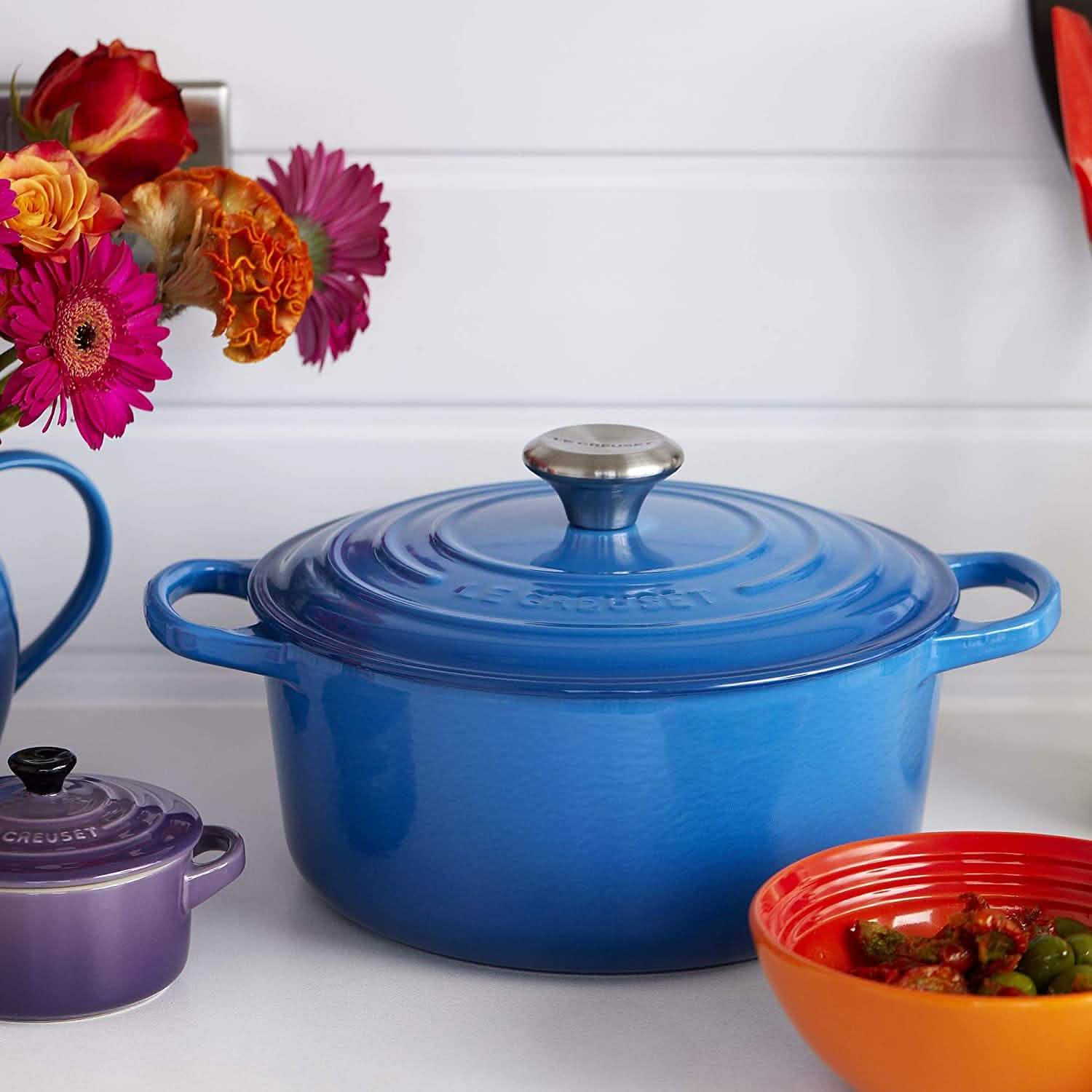 Le Creuset Enameled Cast Iron Signature Round Dutch Oven, 7.25 qt., Marseille Kitchen Tools & Gadgets - DailySale