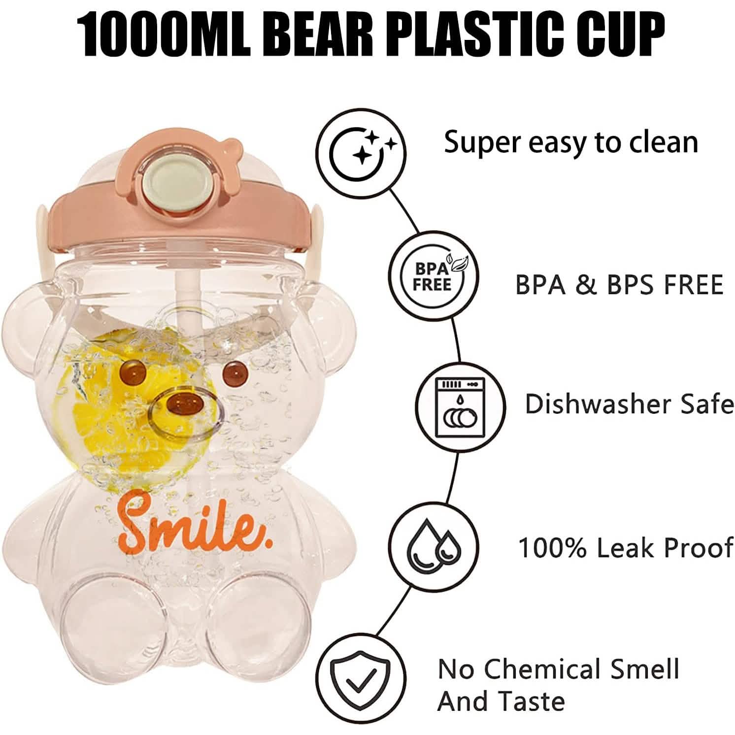 Leak-Proof Bear Water Bottle for Girls Sports & Outdoors - DailySale