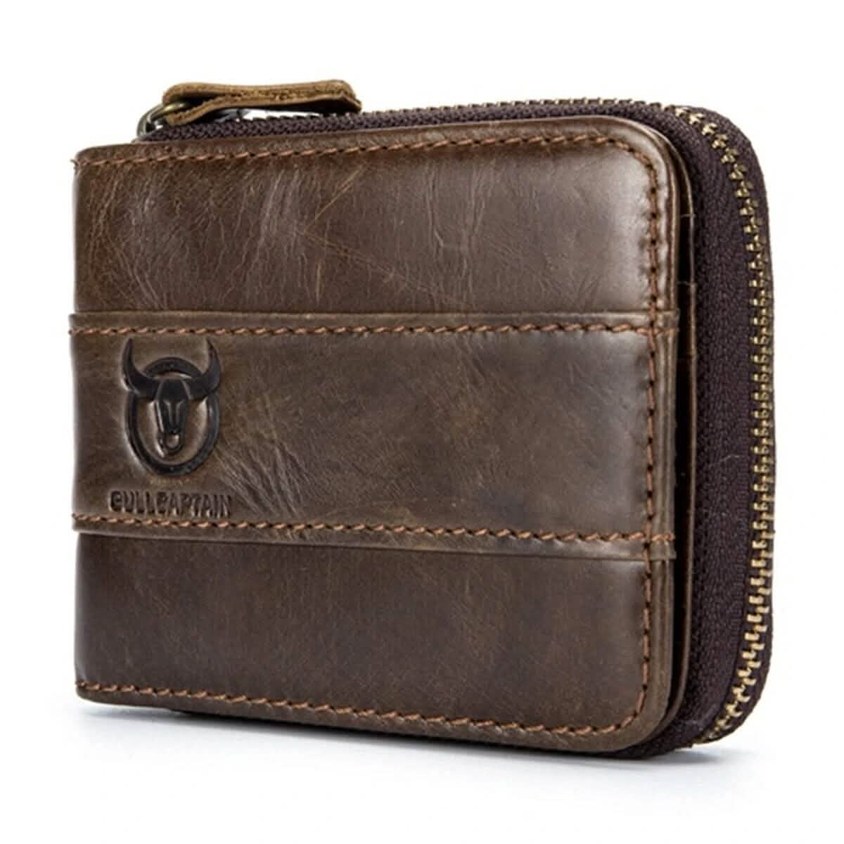 Leather Tri-Fold Anti-Magnetic Vintage 11 Card Slot Men's Wallet Men's Shoes & Accessories Coffee - DailySale
