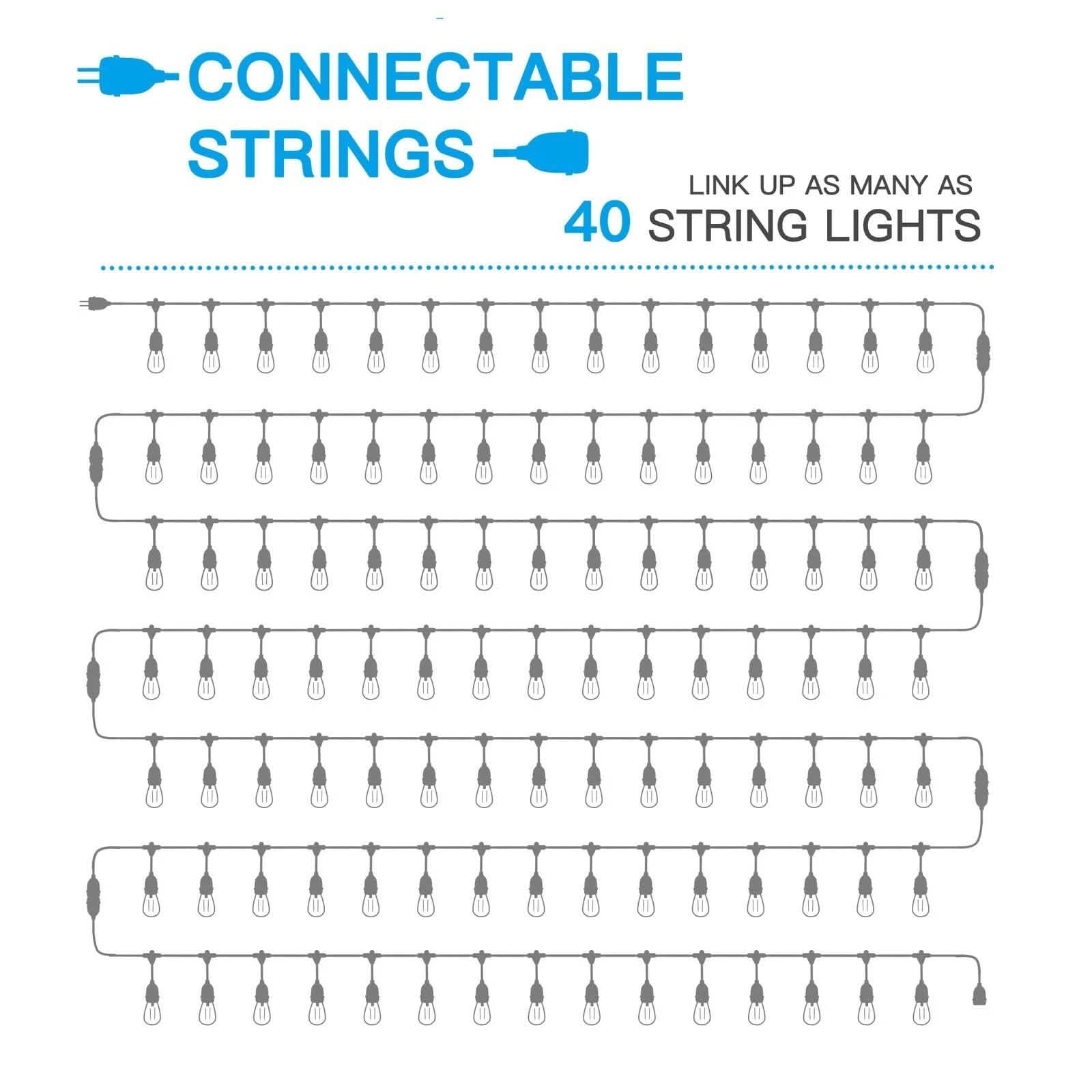 LED 15x S14 Bulbs Globe String Lights Commercial Grade Patio Outdoor Garden Lighting & Decor - DailySale