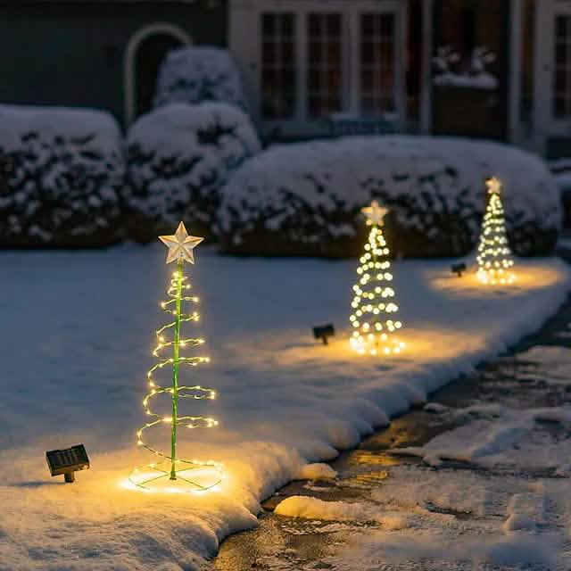 LED Christmas Tree Outdoor Solar Ground Plug Lights Holiday Decor & Apparel - DailySale