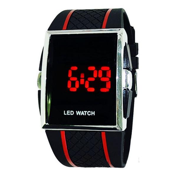 LED Digital Sports Wrist Watch Fitness Black/Red - DailySale