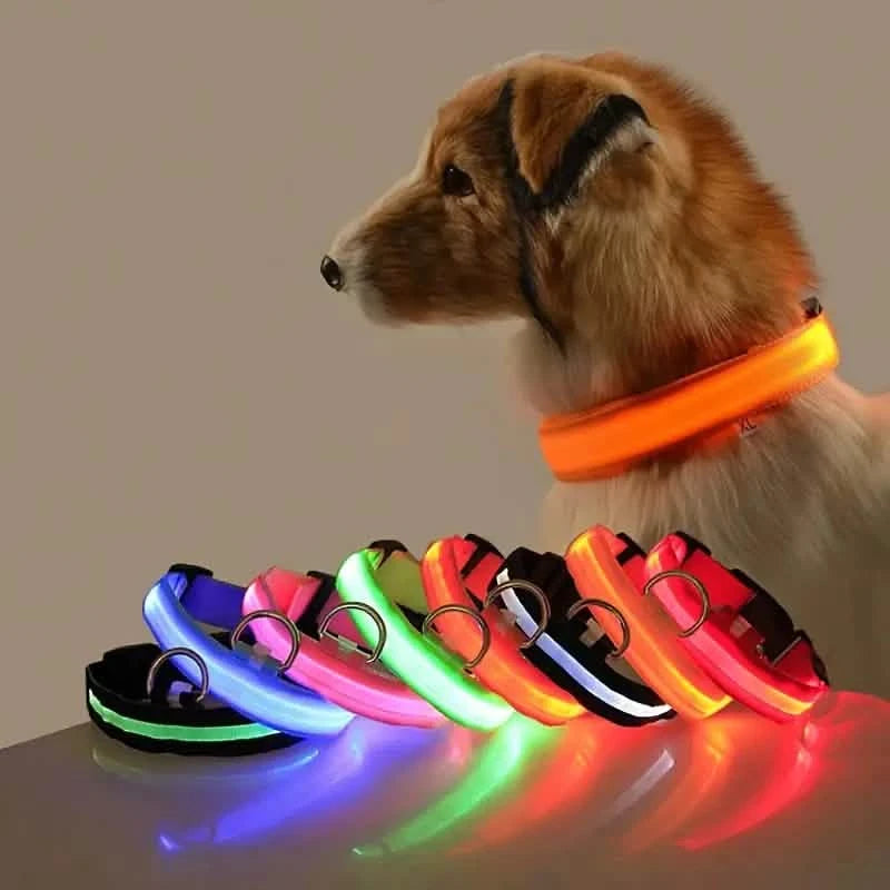 LED Dog Collars Light Adjustable Flashing Luminous Collar Night Anti Lost