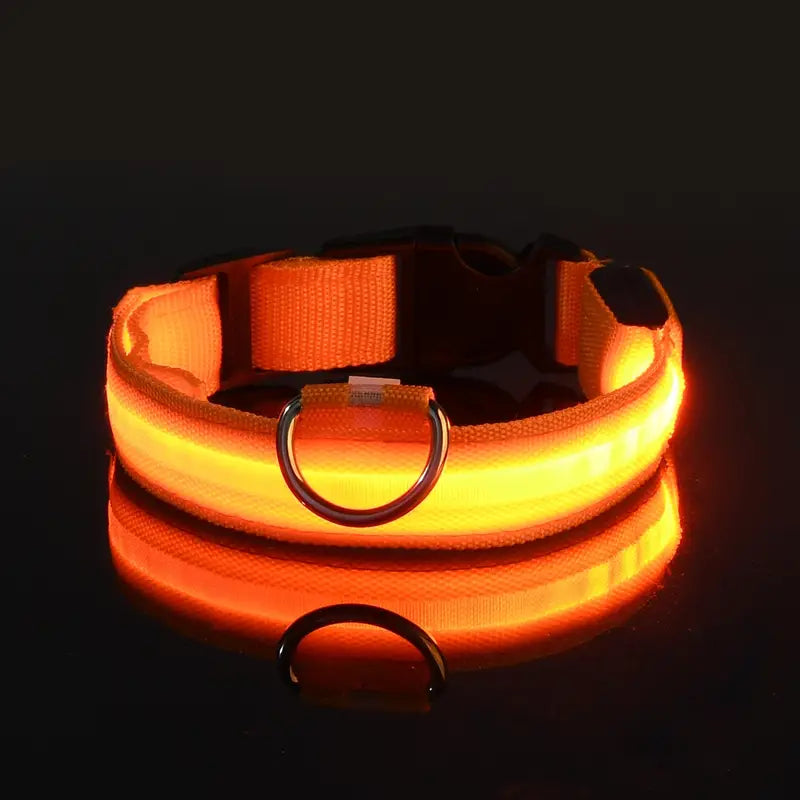 LED Dog Collars Light Adjustable Flashing Luminous Collar Night Anti-Lost Pet Supplies Orange XS - DailySale