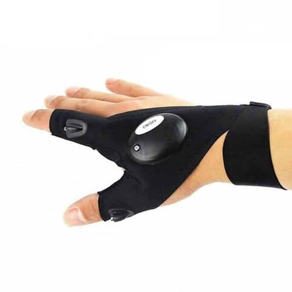LED Flashlight Magic Strap Fingerless Gloves with 2 LED Light Sports & Outdoors Right Hand - DailySale