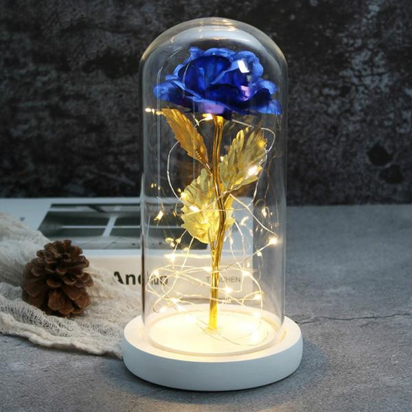 LED Glass Cover Simulation Foil Rose Flower Furniture & Decor Blue - DailySale