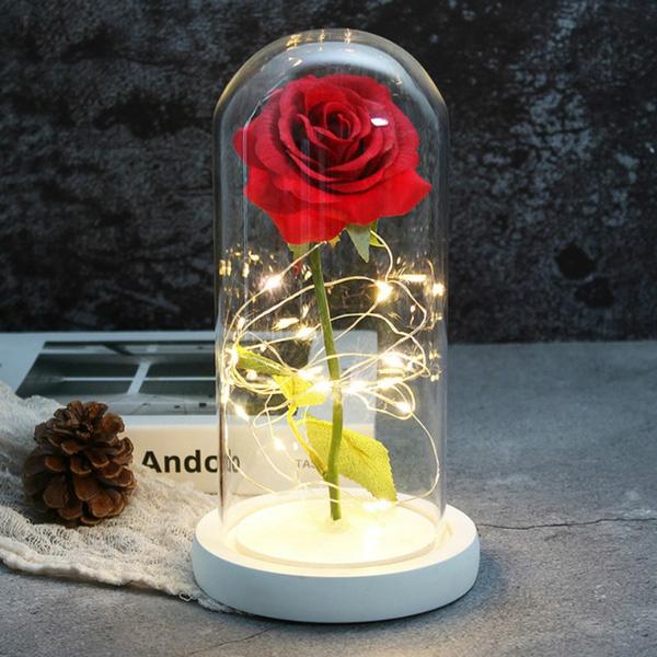 LED Glass Cover Simulation Foil Rose Flower Furniture & Decor Red - DailySale